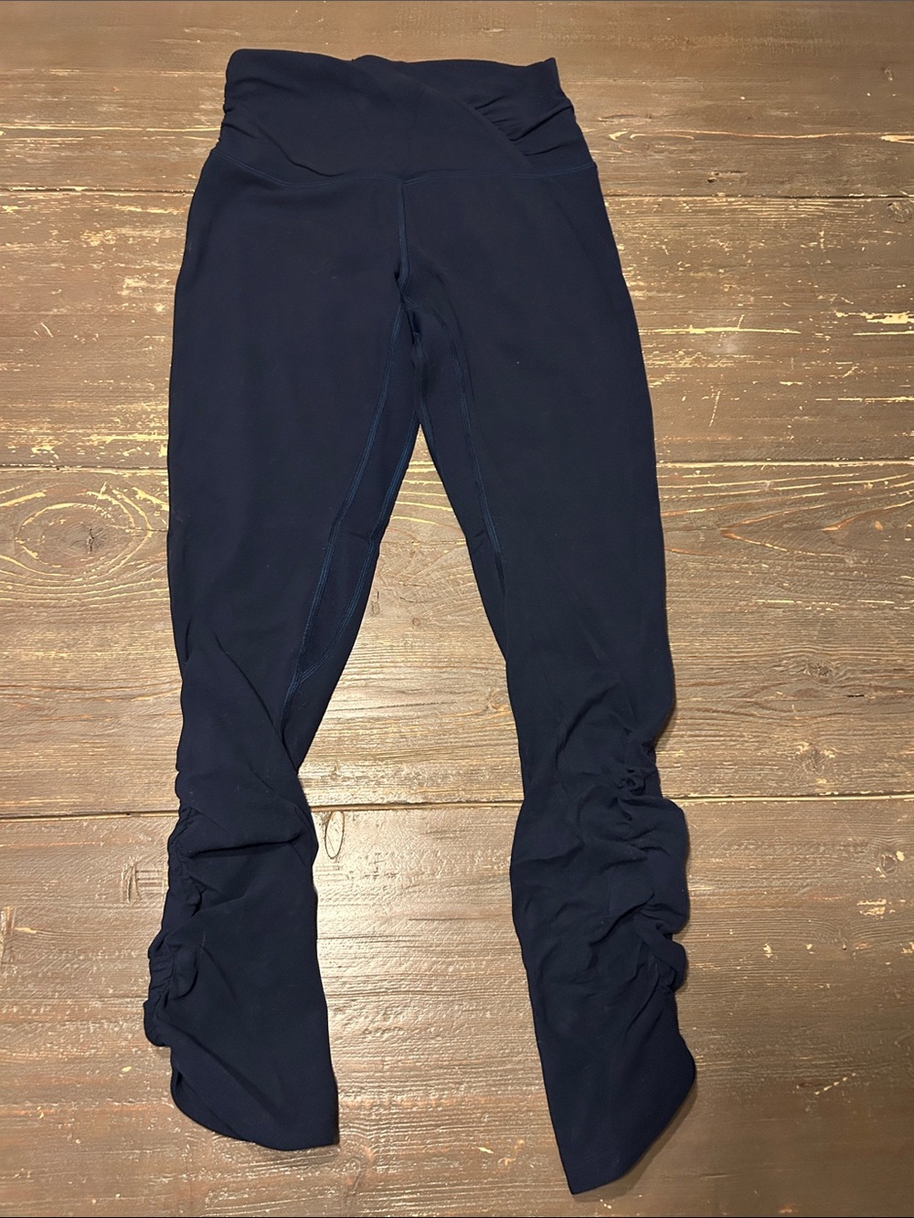 Lululemon Navy Ruched Waist and Hem Leggings.